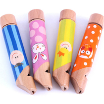 Orff wooden childrens pull-out whistle 0 05 solid wood push-pull wooden flute music toy cross-border