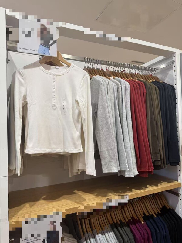 Women's Ribbed Henley Neck T-Shirt, Long-Sleeved, Versatile, Simple Half-Placket Top, New Style 479591 487908 Women's Ribbed Henley Neck T-Shirt, Long-Sleeved, Versatile, Simple Half-Placket Top, New Style 479591 487908
