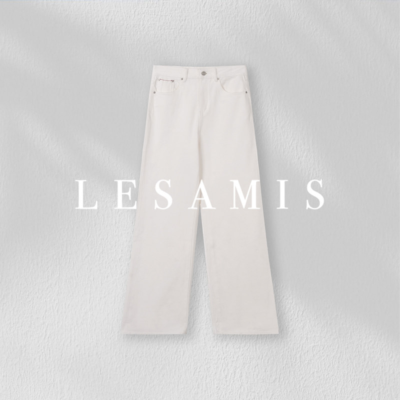 Lesamis·「Yuruan White Tone」High-End Red Thread Elastic High-Waisted Straight-Leg Jeans B092002775 Lesamis·「Yuruan White Tone」High-End Red Thread Elastic High-Waisted Straight-Leg Jeans B092002775