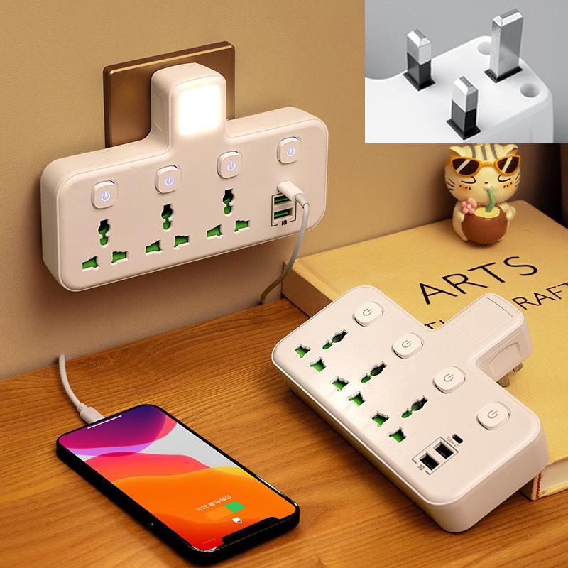 Official British Standard Socket Plug Converter to European Standard and American Standard Two-Prong Power Strip, International Universal Socket with USB Power Strip