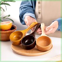 Internet celebrity eating and broadcasting snail noodles large wooden spoon drinking soup noodle large spoon Japanese porridge spoon soup scoop water ladle household spoon