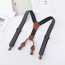 New British elastic suspenders for men and women with four clips for groomsmens trousers elastic non-slip suspenders for couples