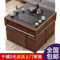 Balcony Kung Fu tea table small tea table slate modern mini fire stone multifunctional tea table for small households