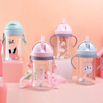 250 350ml Baby Feeding Cup with Straw Children Learn Feeding