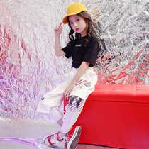 Girls jazz dance clothing childrens hip-hop hip-hop suit female trendy Korean style navel-baring childrens dance practice clothes