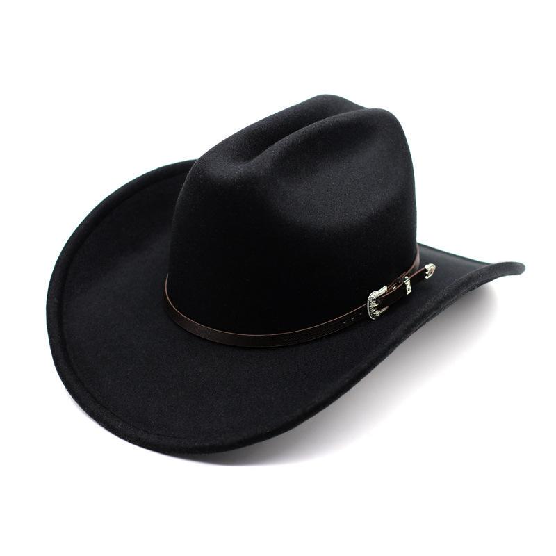 Men Women Western Cowboy Fedora Jazz Hat Western Cowboy Woolen Hat