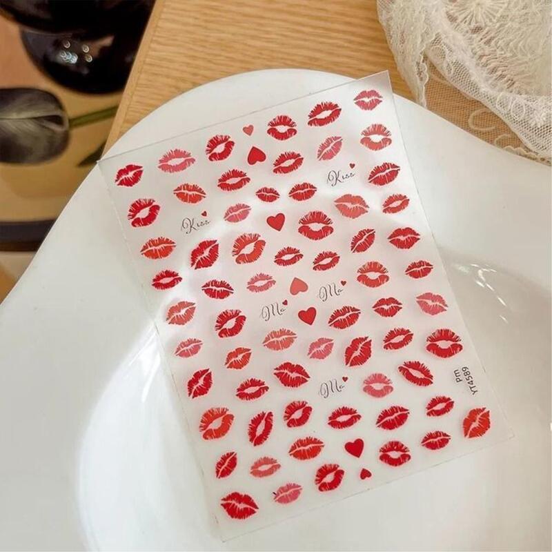 Little Red Book Same Style Flame Red Lip Nail Stickers for Chinese Valentine's Day Embossed 3D Pure Desire Nails Little Red Book Same Style Flame Red Lip Nail Stickers for Chinese Valentine's Day Embossed 3D Pure Desire Nails