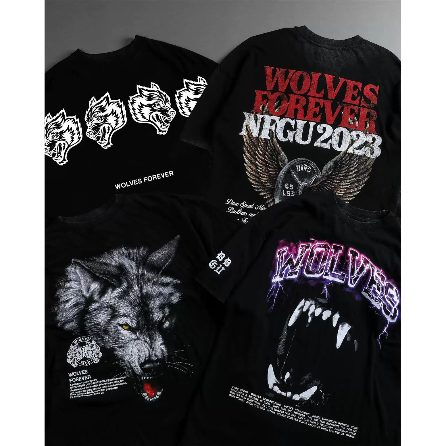 Darc Wolf Sport футболки Oversized Графика DTG ПЕЧАТЬ Tech