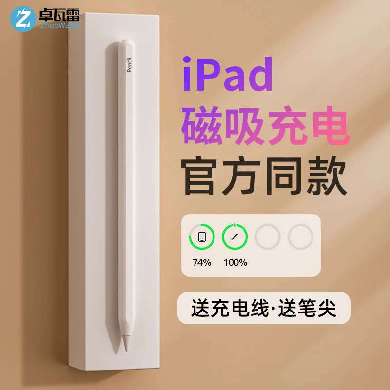Плоская сенсорная ручка для iPad, совместима с Apple Pencil, стилус, стилус для iPad, 1-го поколения, 2-го поколения, магнитная зарядка, iPencil 2-го поколения, стилус, плоская замена, предотвращает случайное касание