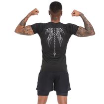 Mens Gym Clothes Skeleton Wings Workout Compression Shirts