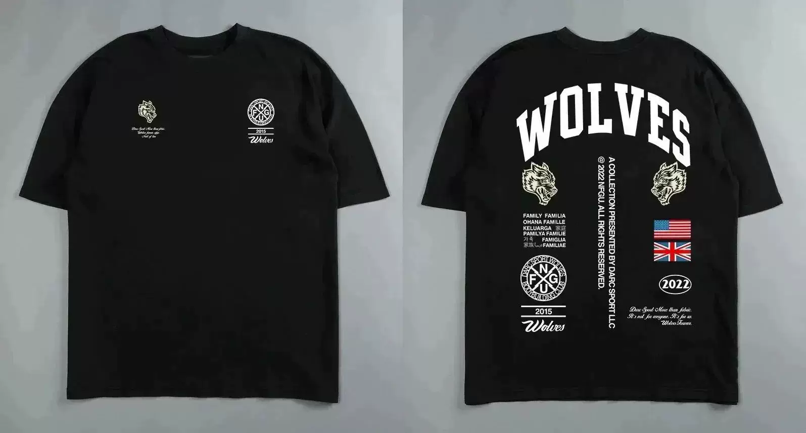 Darc Wolf Спортивная футболка Oversized Печать футболка для тренировок