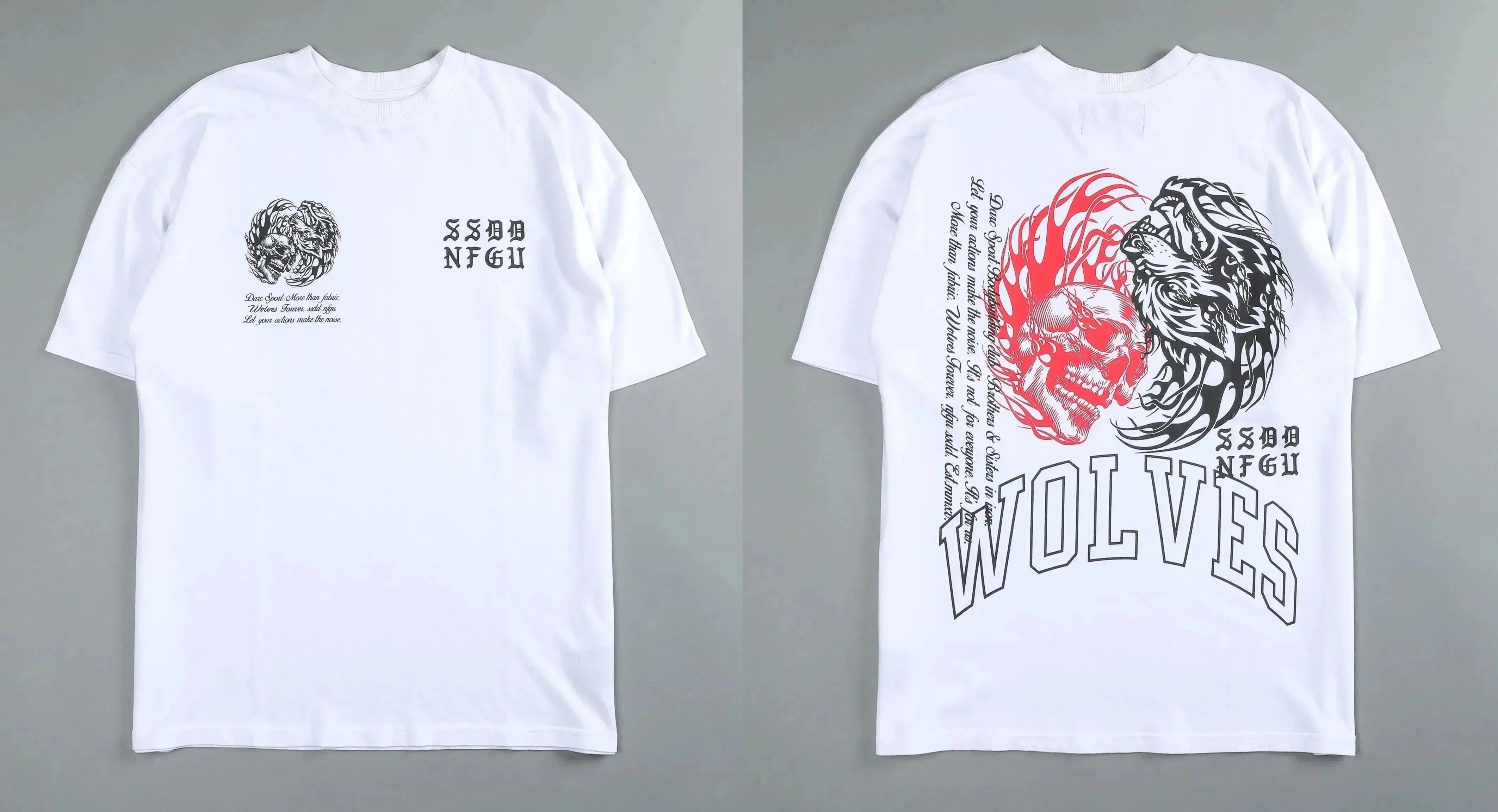 Darc Wolf Спортивная футболка Oversized Печать футболка для тренировок
