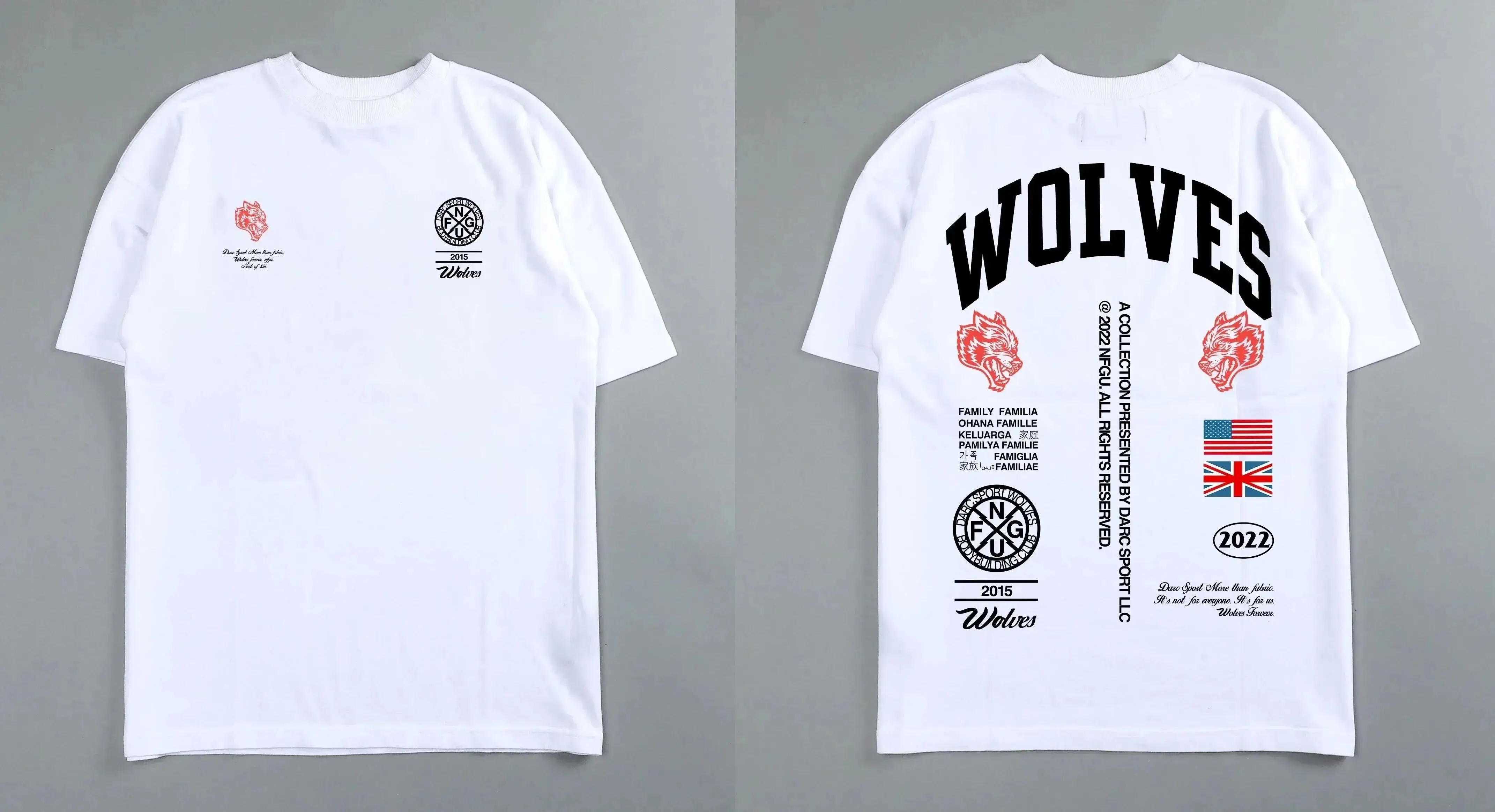 Darc Wolf Спортивная футболка Oversized Печать футболка для тренировок