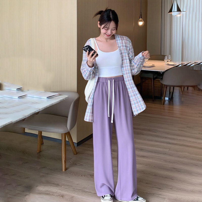 品彩阔腿裤女窄版春夏