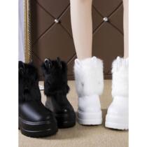 New fur one-piece snow boots for women with small height inside Martin boots for women with velvet short tube chimney boots Chelsea