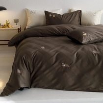 Raccoon Series Class A 100-count pure cotton high-end satin jacquard long-staple cotton embroidered four-piece bed sheet quilt cover bedding