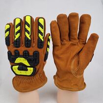 Level 5 anti-cut pig head leather anti-slip wear-resistant heat-insulating anti-scalding anti-smashing and anti-collision mechanical rescue protective labor protection gloves