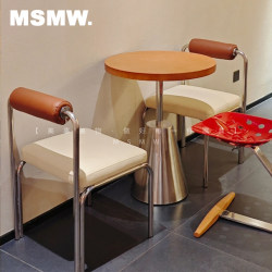 Popular Cafe Milk Tea Shop Table and Chair Combination Industrial Style Stainless Steel Minimalist Korean Style Restaurant snack bar Dining Table and Chair