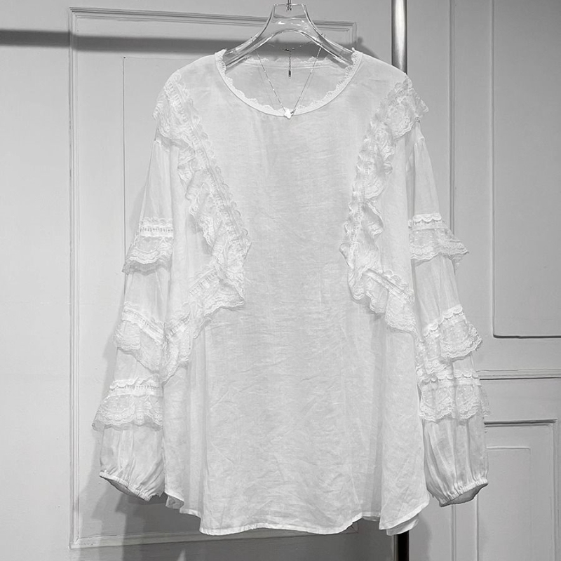 Extra Large Size 150kg Lace Patchwork Shirt for Men and Women, Autumn and Winter Design, Loose Casual Base Layer Top2