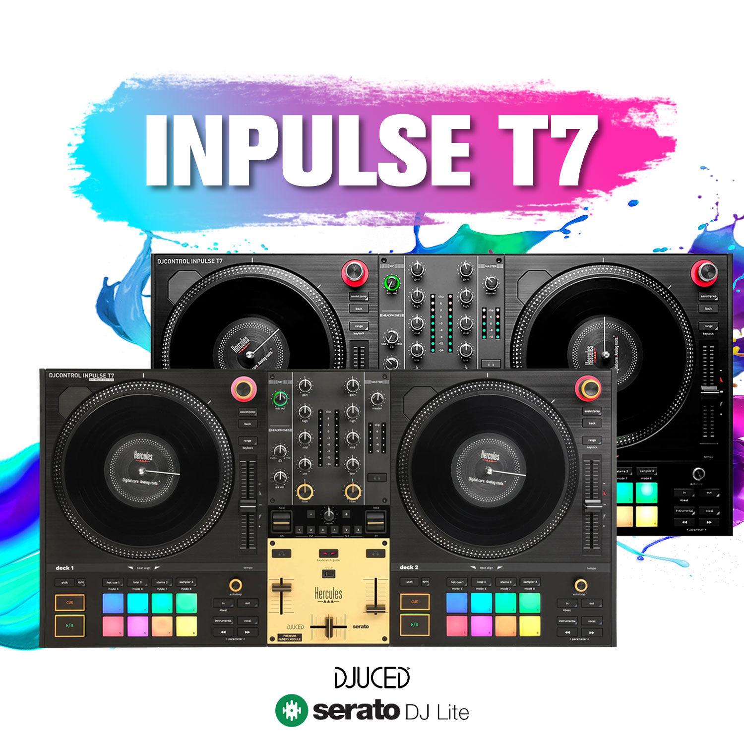 Hercules Hi Cool Music T7 プロフェッショナルDJターンテーブル ビニールディスクコントローラー Serato Ryan