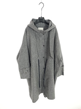 Coriano winter counter same style dark gray hooded large off-shoulder reversible coat fy2978(une)f