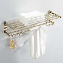 Toilet All-copper-gold-colored Bathroom Double-deck European Bathroom Folded Towels Frame Wall Hanging Towels