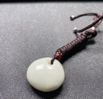 Shaanxi Lantian jade bag lock pendant natural living jade pendant mens and womens triangular lucky bag jade pendant clavicle chain