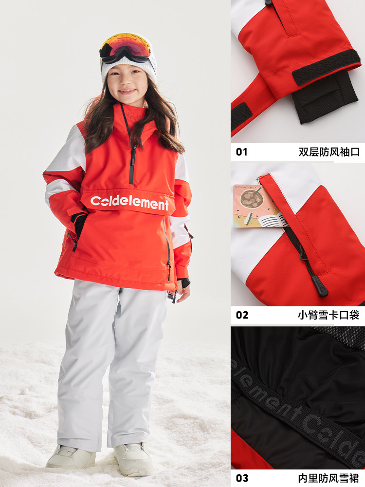 Coldelement Kidsren's Ski Clothing 3L Warm, Waterproof and Windproof Ski Clothing and Snow Pants Set for Men and Women, Middle and Large Kidsren