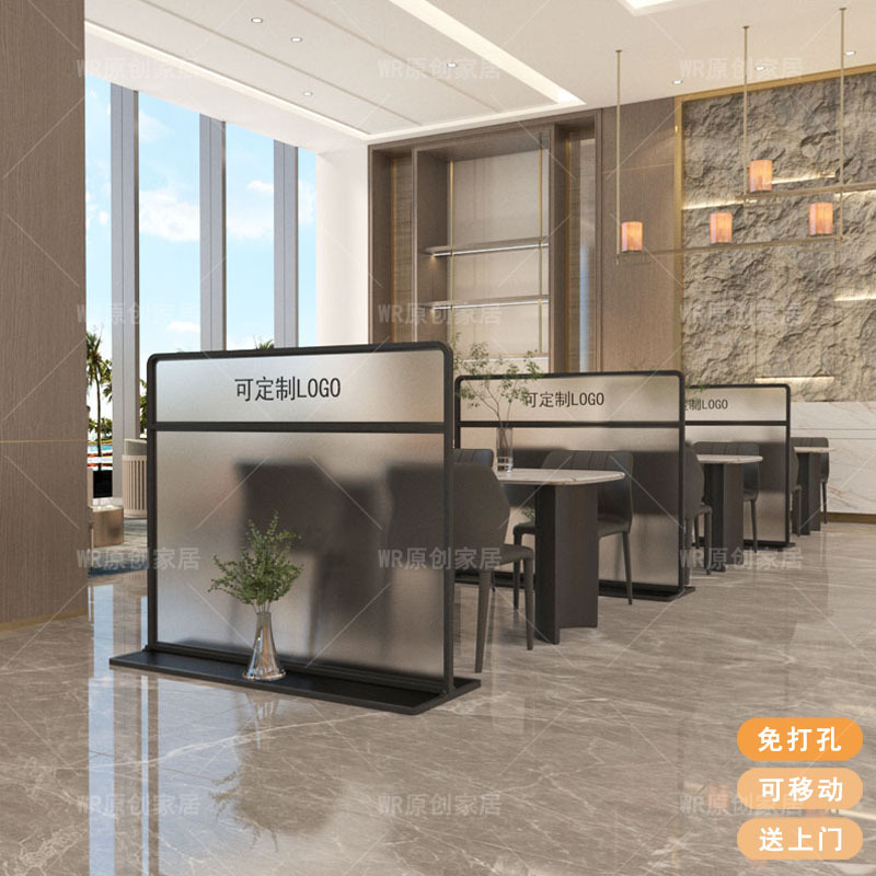 Movable Restaurant Booth Office Hotel Living Room Glass Low Partition Half-Wall Fence Aisle Decorative Screen
