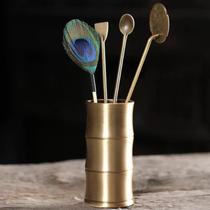 New begonia ash pressed peacock feather incense sweep incense ash pure copper incense tools entry set incense shovel incense spoon seal incense maker