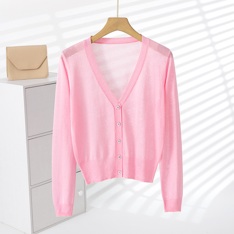 2026 New Thin Ice Silk Air-Conditioning Cardigan Knitwear Long-Sleeved Summer Shawl Top Women's Thin Outerwear Jacket