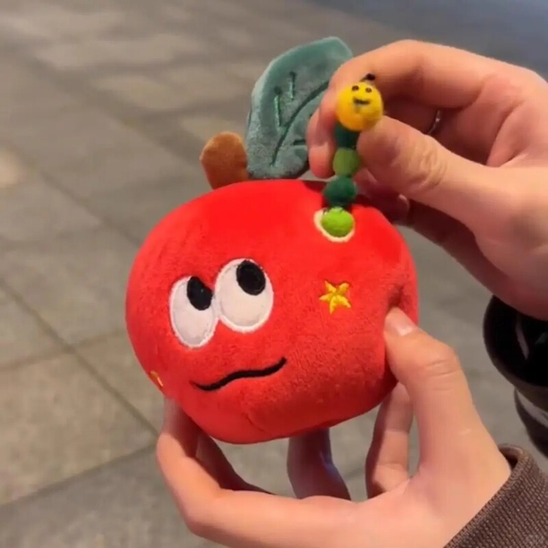 Surprise Red Apple Plush Toy with Worm Inside, Stuffed Animal Figurine, Christmas Eve Gift for Girls Surprise Red Apple Plush Toy with Worm Inside, Stuffed Animal Figurine, Christmas Eve Gift for Girls