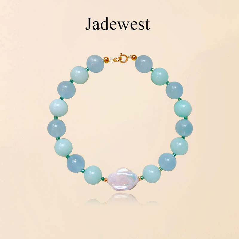 Очищенная JADE WEST органический браслет с бусинами, золото 750 пробы, китайский стиль, стиль легкой роскоши