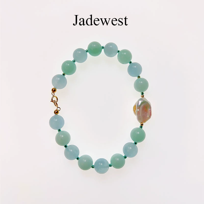 Очищенная JADE WEST органический браслет с бусинами, золото 750 пробы, китайский стиль, стиль легкой роскоши