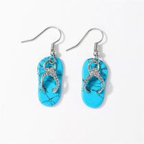 Retro slippers shoes crystal turquoise ethnic style jewelry earrings boho exaggerated exaggerated earrings for women