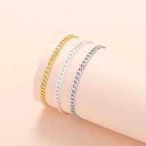 Factory direct sales 925 silver plated side chain bracelet Korean style couple simple style bracelet internet celebrity live broadcast