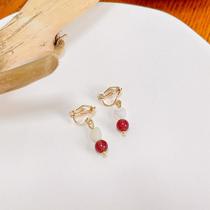 2022 Autumn and Winter Fashionable Simple Sweet Love Contrast Color Ear Clip Personalized Gentle Hong Kong Style Pearl No Piercing Earrings