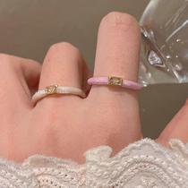 Retro drip glazed zircon ring for women light luxury high-end open index finger ring fashionable personality simple hand jewelry