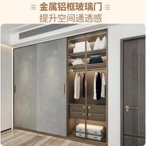 Minimalist glass wine cabinet door cabinet wardrobe door customized aluminum alloy flip-up door sideboard bookcase brown tempered glass