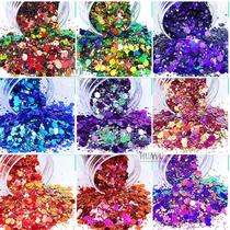 Nail art chameleon sequins Korean explosive nail fine glitter powder diy glue flow hemp color changing large sequins glitter powder