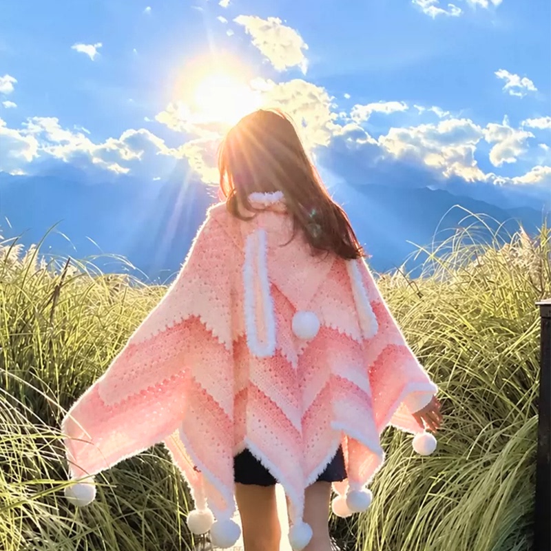 Rabbit Ear Seven-Star Blanket Cape Yarn Handmade Crochet Material Kit Crochet Shawl DIY Gift to Pass the Time