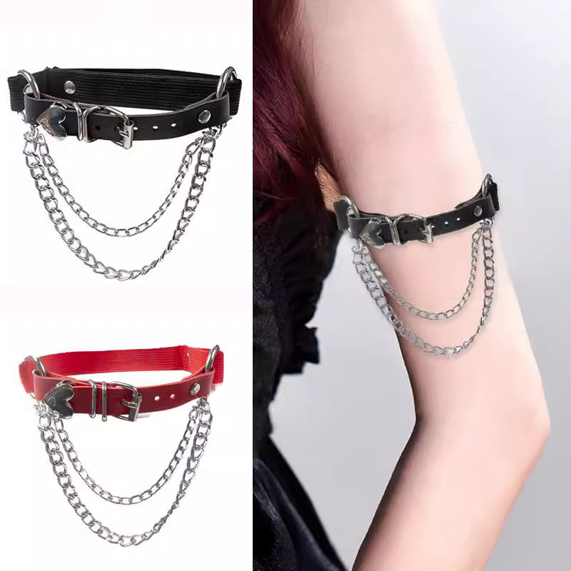 Lolita Lolita Punk Goth Peach Heart Leather Arm Ring Arm Chain Red Black Sweet Cool Accessories Men and Women Stylish