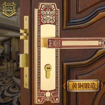 Kaitongwei Brass Silent Interior Door Lock Indoor Bedroom Solid Wood Medium Lock Copper Chinese Door Handle Lock