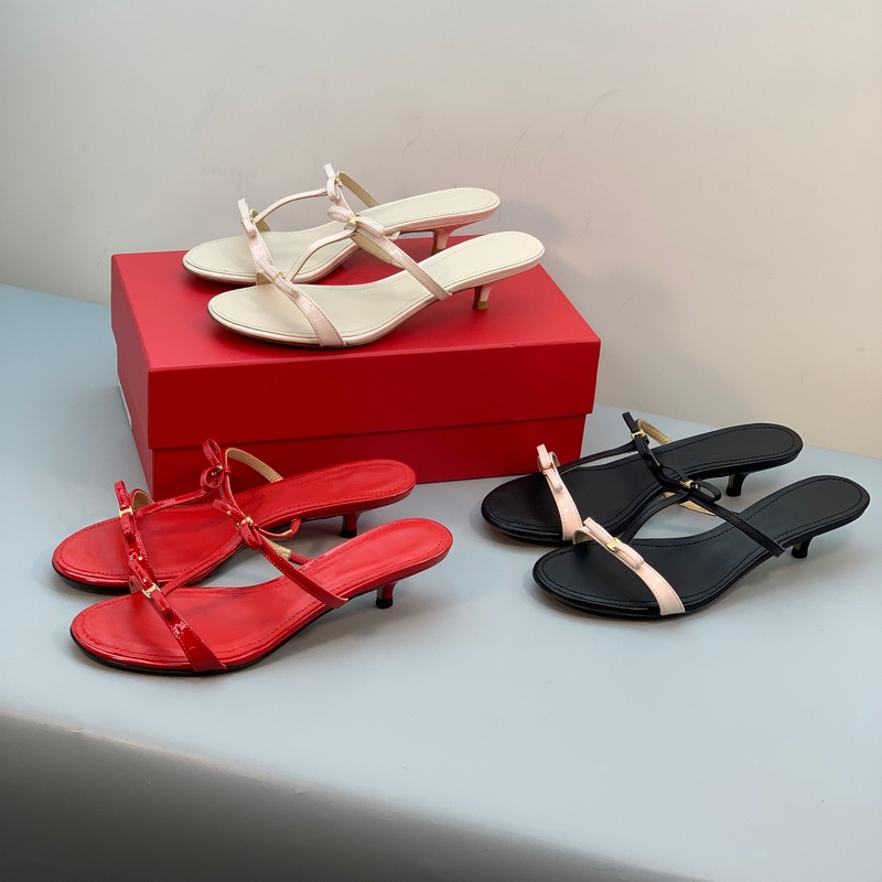 Elegant Shoes, Gentle and Sophisticated, Minimalist Aesthetic Bow-Knot T-Strap Kitten Heel Sandals, Women's Low-Heeled Summer Slippers