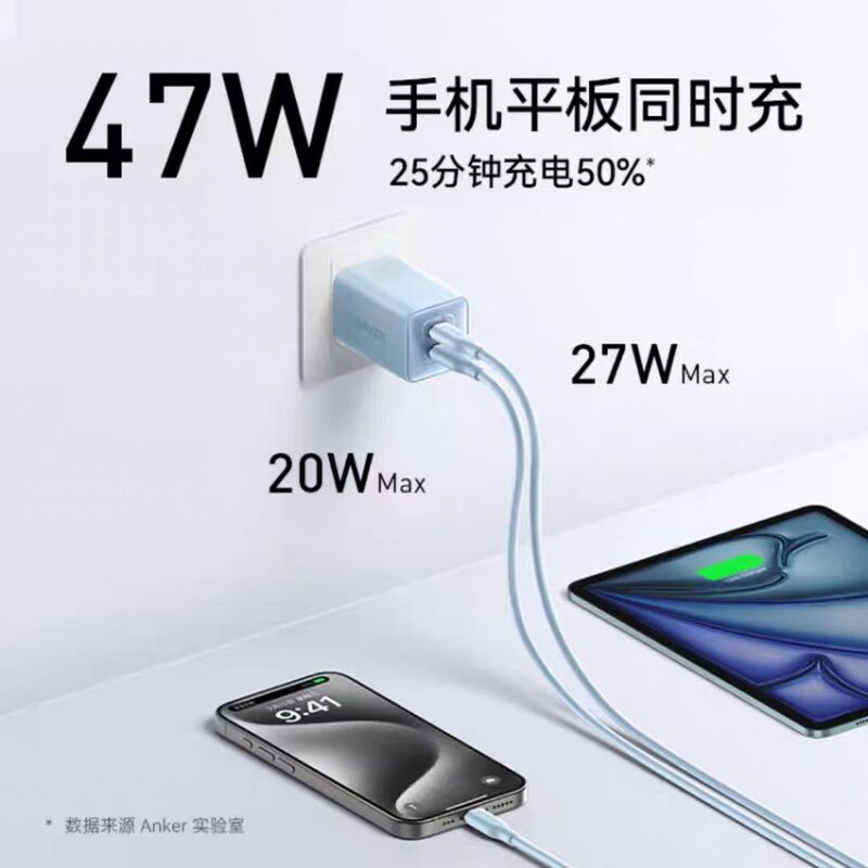 Anker 47W Fast Charging Charger Type-C Dual-Port Foldable Pin Apple Phone Charging Head A2039