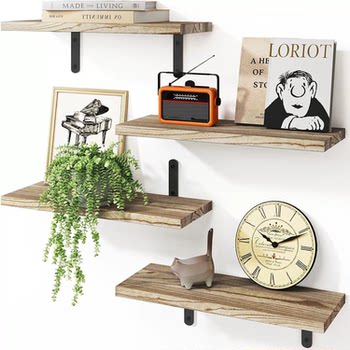 Wall storage rack bathroom kitchen storage rack solid wood wall storage rack floating partition iron wall hanging suspension rack