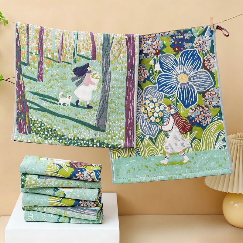 [Monet Style Towel] 34*40cm Cotton Gauze Jacquard Towel, Face Towel, Hand Towel, Absorbent and Lint-Free