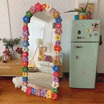 diy puff flower mirror transformation material edging full body mirror ins creative handmade floor mirror decorative frame $