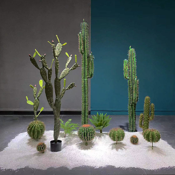 Artificial Cactus Potted Plant Fake Plant Tropical Desert Greenery Living Room Homestay Bonsai Cactus Ball Landscaping