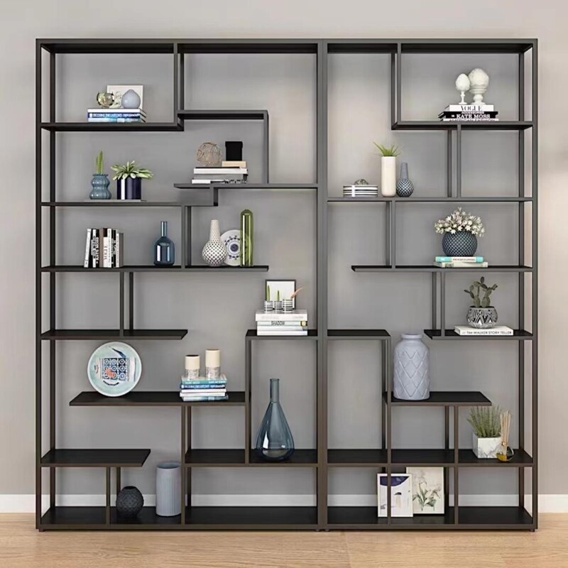 Wrought Iron Storage Rack Bookshelf Floor-Standing Living Room Entrance Display Rack Storage Display Office Industrial Style Partition Wrought Iron Storage Rack Bookshelf Floor-Standing Living Room Entrance Display Rack Storage Display Office Industrial Style Partition